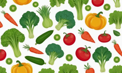 A selection of colorful vegetables and fruits on a clean white surface