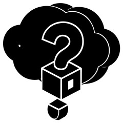 Thinking Cloud with Question Mark Icon - Mystery, Idea, Problem Solving Concept Vector
