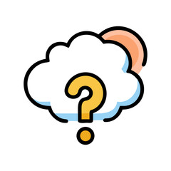 Cloud with Question Mark Icon - Colorful Cloud Computing Inquiry Symbol