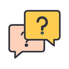 Colorful Question Marks in Chat Bubbles - Modern FAQ Icon Set