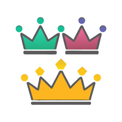 Colorful Crown Outline Icons - Cute Royal Clipart Collection