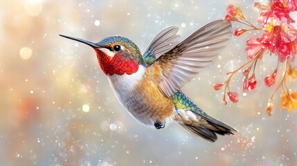 Hummingbird in Flight: A Whimsical Artwork