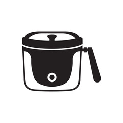 Minimalist black silhouette of a deep fryer machine