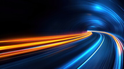 Abstract Speed Tunnel:  Dynamic Light Trails in a Curving Passage