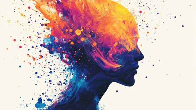 Colorful Abstract Portrait of a Head in Profile