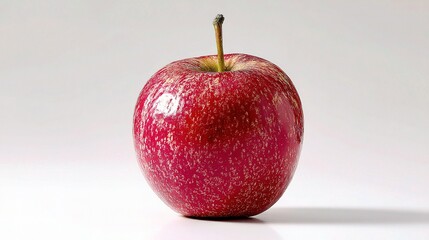 Whole Red Apple with Subtle Greenish Speckling on a Neutral Background