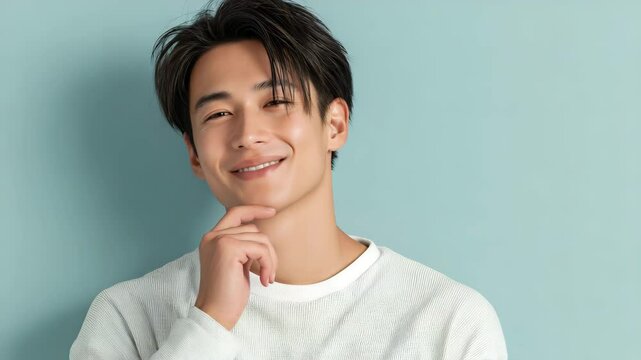 肌を気にするイケメン男性