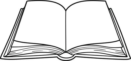 Open Book: A detailed line drawing captures an open book, inviting readers into a world of untold stories and boundless knowledge.