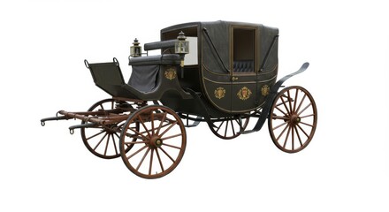 Vintage horse carriage isolated on white background