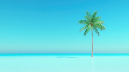 Fototapeta premium Serene Palm Tree Paradise: Minimalist Tropical Seascape