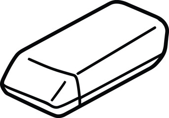 Rubber Eraser Outline: A simple black-and-white line drawing of a rectangular rubber eraser.
