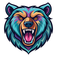 Fototapeta premium Vibrant, colorful bear head graphic