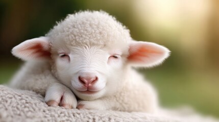 Obraz premium Cuddle lamb asleep