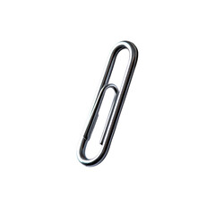 Obraz premium This silver paper clip stands out against the white background, showcasing its smooth design and functionality for holding papers together effectively
