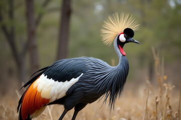 Fototapeta premium Grey crowned crane in natural habitat
