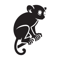 Obraz premium Dynamic tarsier silhouette vector for digital art, branding, and logo applications – tarsier silhouette – tarsier vector – tarsier illustration – silhouette of tarsier