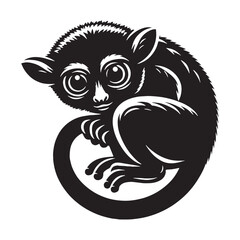 Simple tarsier silhouette vector ideal for modern logos, web designs, and branding – tarsier silhouette – tarsier vector – tarsier illustration – silhouette of tarsier


