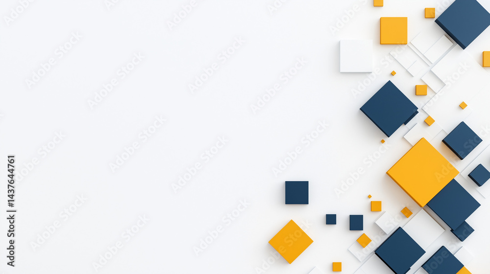 Wall mural geometric shapes on white canvas: a modern composition features an array of geometric shapes in shad