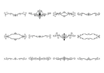 Obraz premium Text delimiters and scroll elements, Graphic underline elements, Vintage divider, vector illustration border
