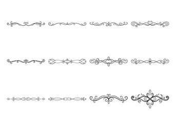 Obraz premium Text delimiters and scroll elements, Graphic underline elements, Vintage divider, vector illustration border