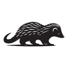 Clear tenrec silhouette vector ideal for use in scalable branding, logos, and digital projects – tenrec silhouette – tenrec vector – tenrec illustration – silhouette of tenrec

