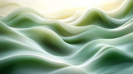 Fototapeta premium Abstract green and white wavy fabric texture background.