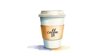 A takeaway coffee cup, digitally illustrated