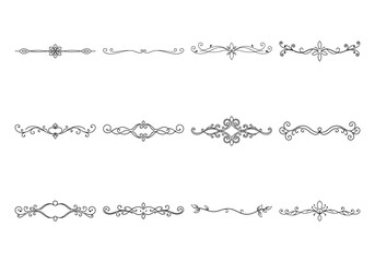 Obraz premium Text delimiters and scroll elements, Graphic underline elements, Vintage divider, vector illustration border