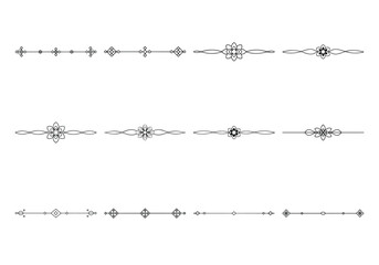 Text delimiters and scroll elements, Graphic underline elements, Vintage divider, vector illustration border