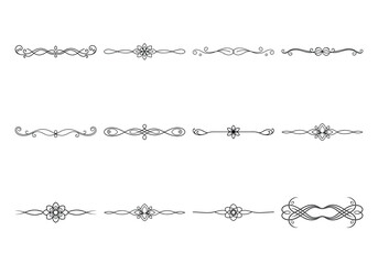 Obraz premium Text delimiters and scroll elements, Graphic underline elements, Vintage divider, vector illustration border