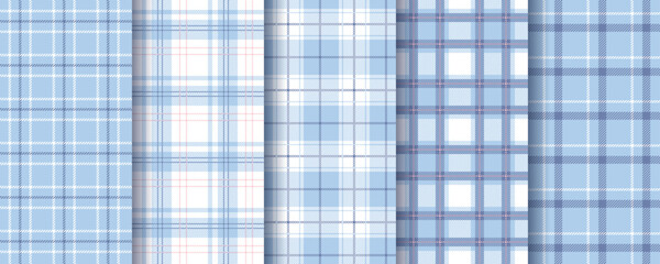 Plaid background. Tartan seamless pattern. Lumberjack check tablecloth. Flannel blue pink texture. Gingham fabrics. Shirt textile. Vichy cloth prints. Buffalo abstract design. Vector illustration