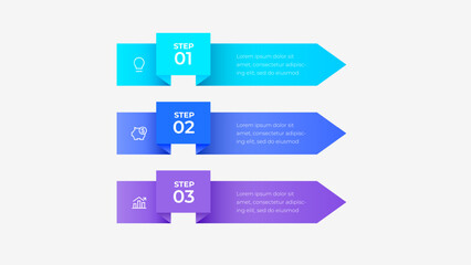 Colorful Three Step Arrows Infographic With Creative Icons and Text