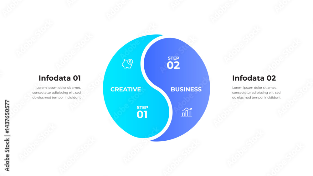 Poster Circular infographic design visualizing creative and professional concepts with icons and steps for business planning and strategy