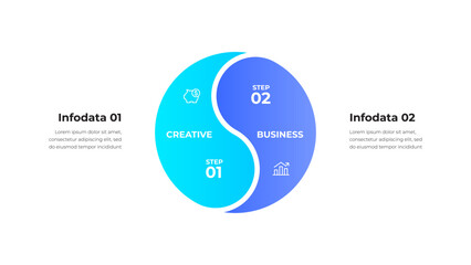 Circular infographic design visualizing creative and professional concepts with icons and steps for business planning and strategy