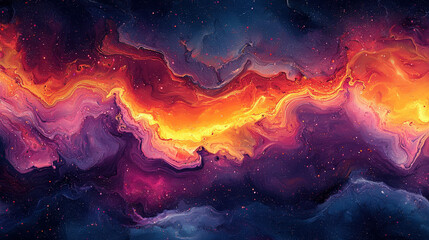 Fototapeta premium Cosmic explosion of colors in space digital art abstract aesthetics vibrant universe wide angle view