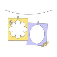 Retro cute polaroid photo frames background. Doodle frame polaroid border element vector illustration