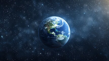 Fototapeta premium A blue and white planet in the middle of a dark sky