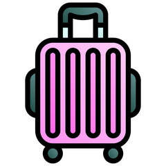 Suitcase. Editable vector icon, coloured with outlined stroke.