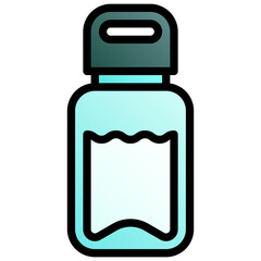 Reusable water bottle. Editable vector icon, coloured with outlined stroke.