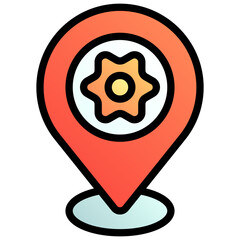 Summer destination. Editable vector icon, coloured with outlined stroke.