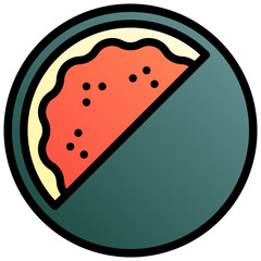 Watermelon. Editable vector icon, coloured with outlined stroke.