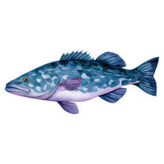 Fototapeta premium Colorful Illustration of a Spotted Fish in Artistic Style, isolated on transparent background.