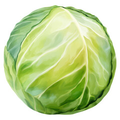 Fototapeta premium Fresh Green Cabbage Isolated on White Background for Culinary Use, isolated on transparent background.