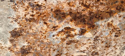 Rust on the iron door for the background. old peeling paint on rusty gates.