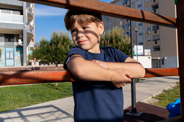 Boy with diabetes on playground