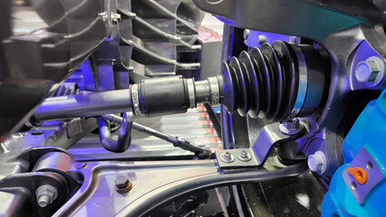 Drive system in electric cars. electric system of car front driving axle in the car. elements of...