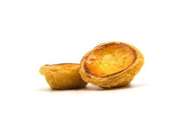 Egg tart the delicious crispy bakery on  white background