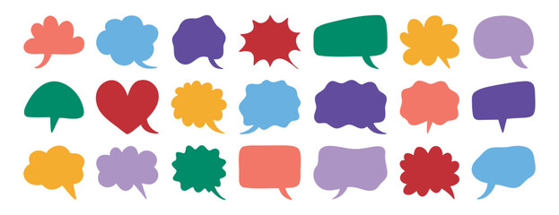 Colorful communication speech bubbles silhouette set. speech bubble doodle funny collection 