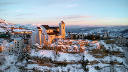Panoramic view of the village of Capracotta in Molise, Italy.