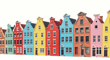 Fototapeta premium Vibrant Colorful Houses Row of Painted Buildings Stock Photo